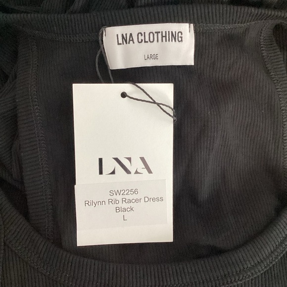 LNA Rilynn Rib Racer Dress Black Cutout Back Size L - Picture 6 of 7